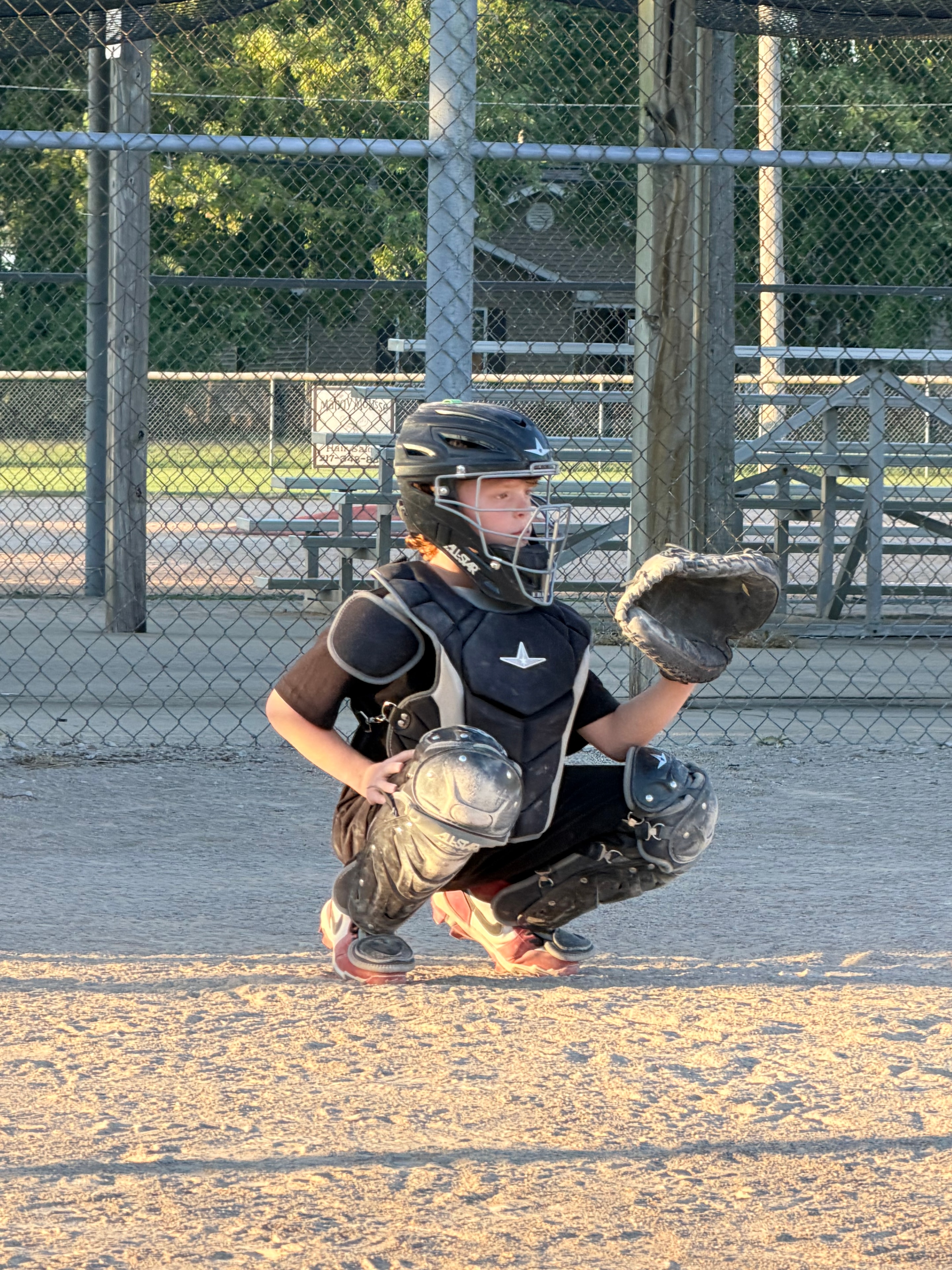 Velocity catcher ready behind home plate